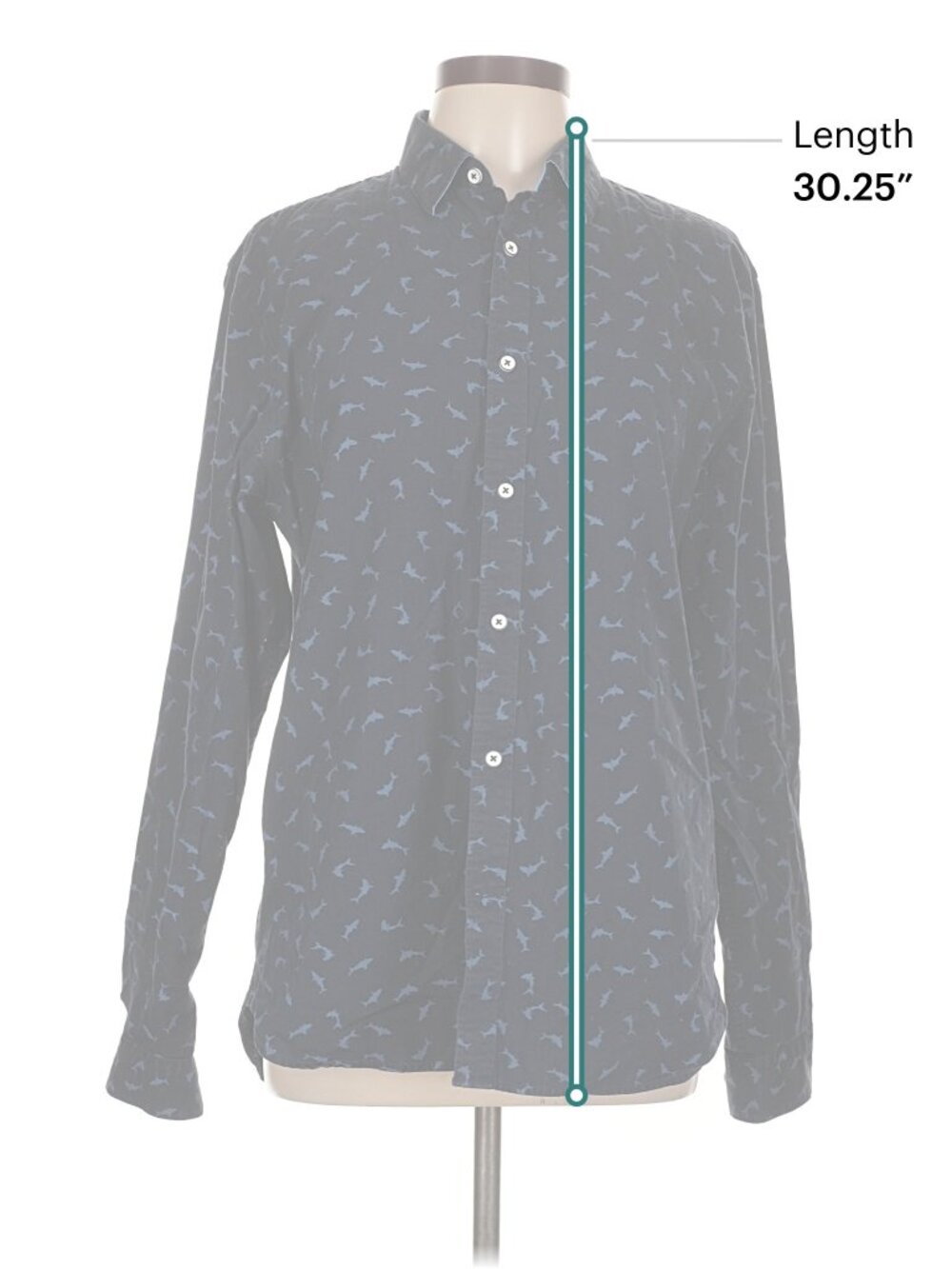 Long Sleeve button down Express Shark Pattern design - Picture 5 of 5